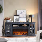 Farmhouse Fireplace TV Stand for 80 Inch TV, Entertainment Center
