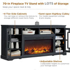 Farmhouse Fireplace TV Stand for 80 Inch TV, Entertainment Center