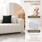 114.17 Corduroy 3-Seater Sofa with Ottoman, Solid Wood Frame and High-Density Foam Cushions