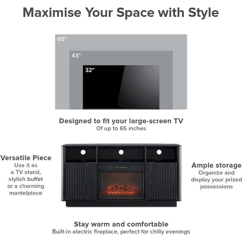 Mobile TV con caminetto elettrico Mopio Brooklyn 59