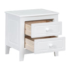 Roomfitters 2-Drawer Nightstand for Bedroom, Mid-Century Retro Bedside Table with Classic Design