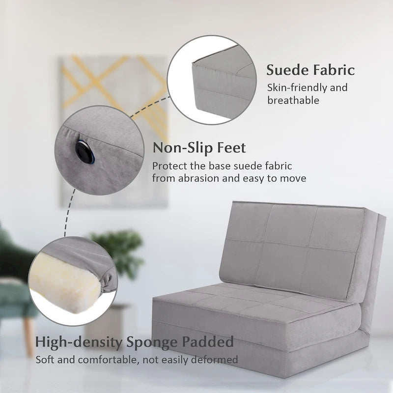 Costway Convertible Fold Down Chair Flip Out Lounger Sleeper Bed Couch