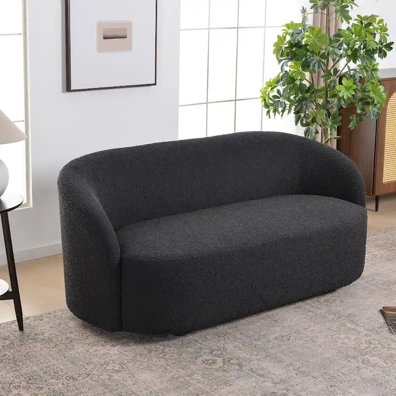 KINWELL Sherpa Upholstered Loveseat Boucle Sofa Couch, 68W