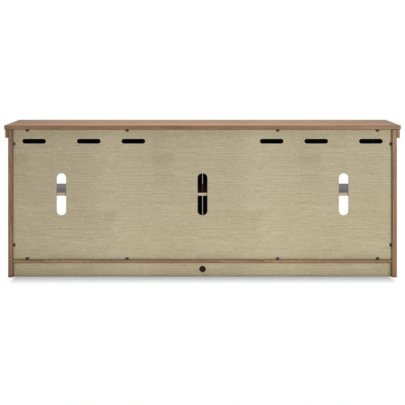 Mobile TV Olaf, 4 ante in vetro, mensole, legno marrone 85 pollici