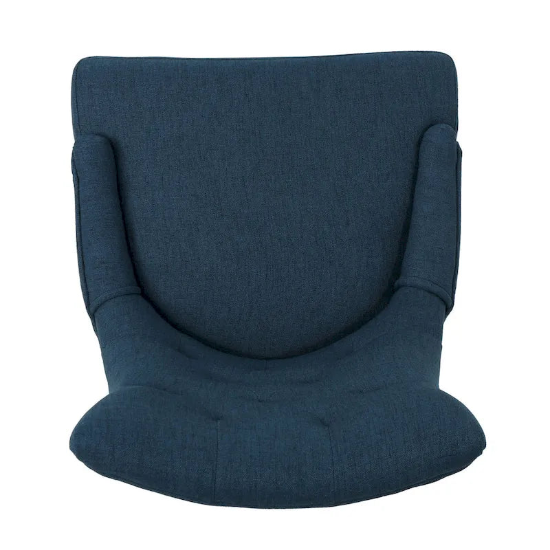 Swivel Office Chair with Tufted Back, Navy Blue Fabric, Rolling Wheels