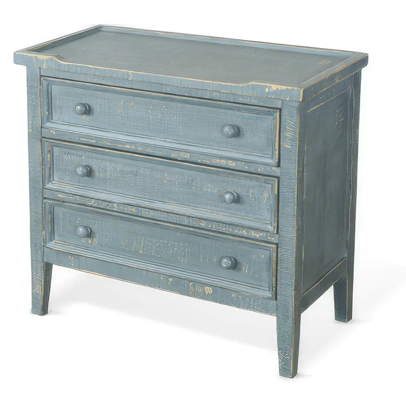 Tavolino Rena con 3 cassetti, 71 cm, legno di mogano verde rustico