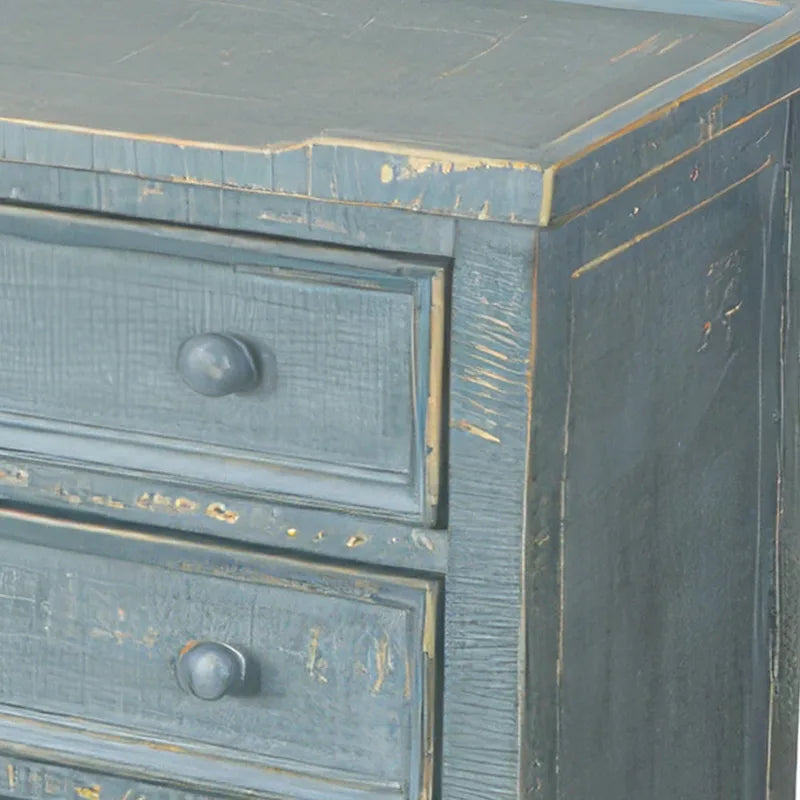 Tavolino Rena con 3 cassetti, 71 cm, legno di mogano verde rustico