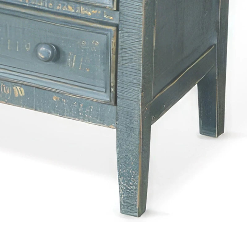 Tavolino Rena con 3 cassetti, 71 cm, legno di mogano verde rustico