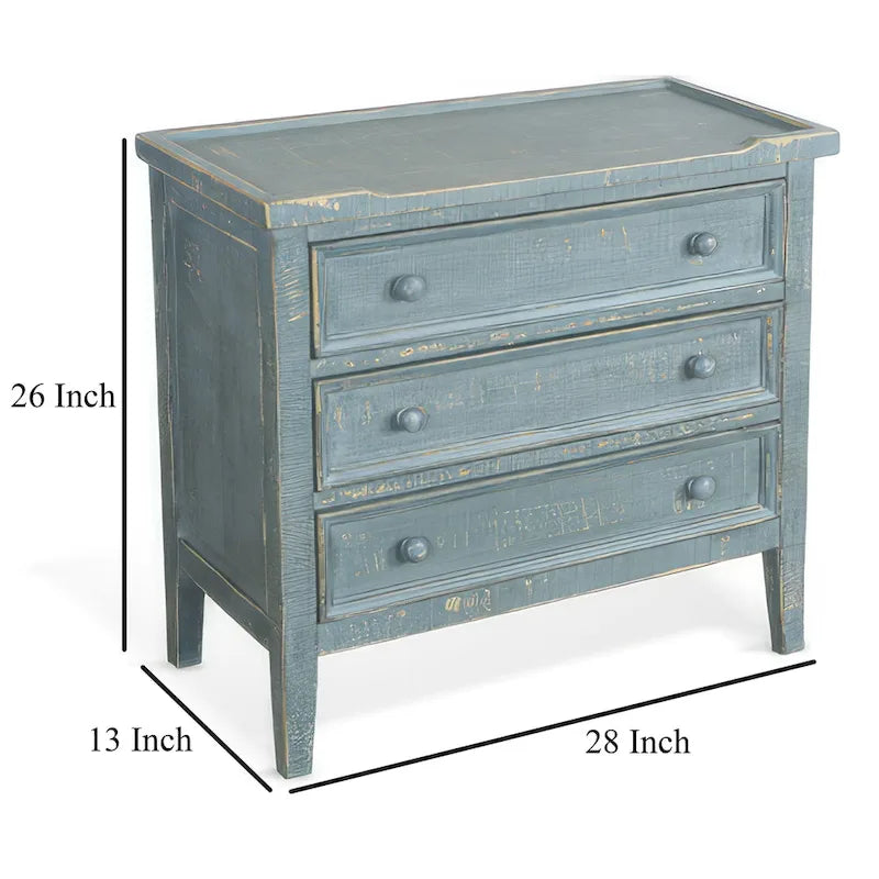 Tavolino Rena con 3 cassetti, 71 cm, legno di mogano verde rustico