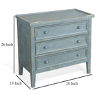 Tavolino Rena con 3 cassetti, 71 cm, legno di mogano verde rustico