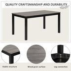 6 Piece Dining Table Set, Wooden Dining Table Set with Rectangular Dining Table, Bench and 4 Upholstered Chairs