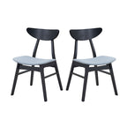 5 Pcs Solid Wood Dining Table Set, Round Kitchen Furniture Set with Wooden Pedestal Kitchen Table and 4 Upholstered Chairs