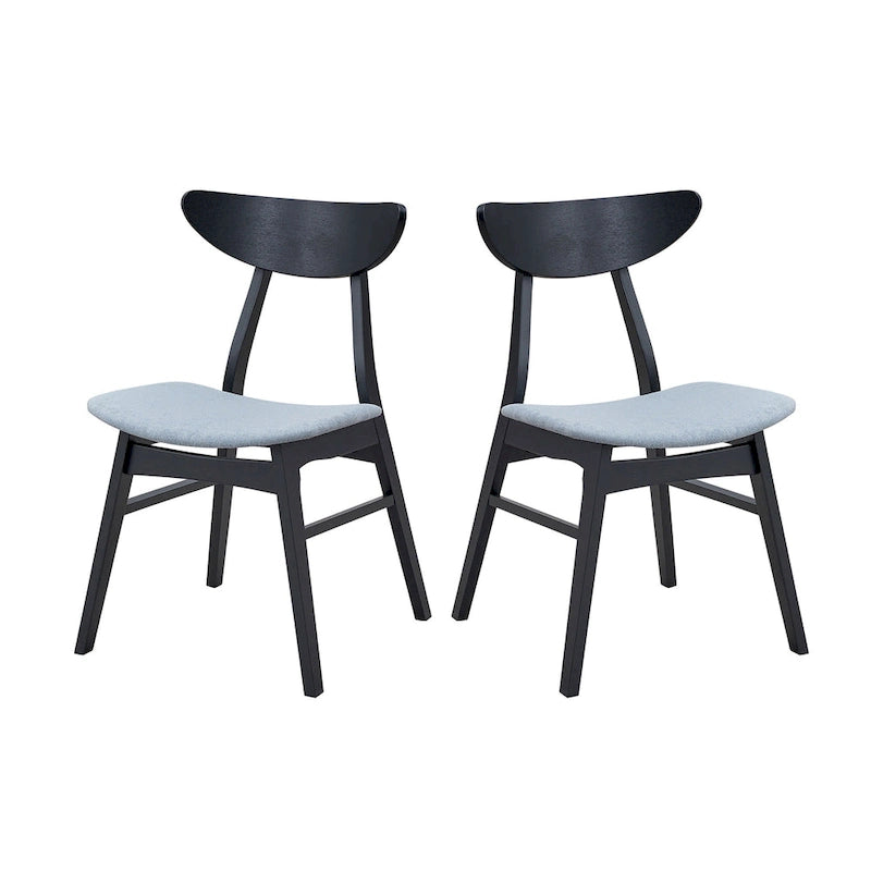 5 Pcs Solid Wood Dining Table Set, Round Kitchen Furniture Set with Wooden Pedestal Kitchen Table and 4 Upholstered Chairs