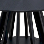 5 Pcs Solid Wood Dining Table Set, Round Kitchen Furniture Set with Wooden Pedestal Kitchen Table and 4 Upholstered Chairs