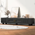 Modern Solid Wood Legs TV Stand with 4 Storage Shelf and 2 Storage Doors for Living Room Entertainment