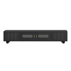 Modern Solid Wood Legs TV Stand with 4 Storage Shelf and 2 Storage Doors for Living Room Entertainment