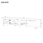 Modern Solid Wood Legs TV Stand with 4 Storage Shelf and 2 Storage Doors for Living Room Entertainment