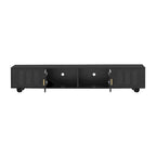 Modern Solid Wood Legs TV Stand with 4 Storage Shelf and 2 Storage Doors for Living Room Entertainment