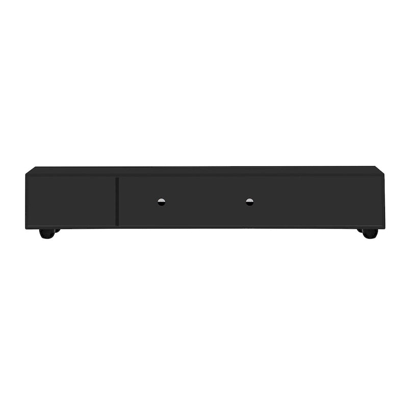 Modern Solid Wood Legs TV Stand with 4 Storage Shelf and 2 Storage Doors for Living Room Entertainment