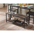 Dining Table Set for 4 Kitchen Dining Table with Benches and 2 Chairs Wood Tabletop and Metal Frame Breakfast Nook Dining Set