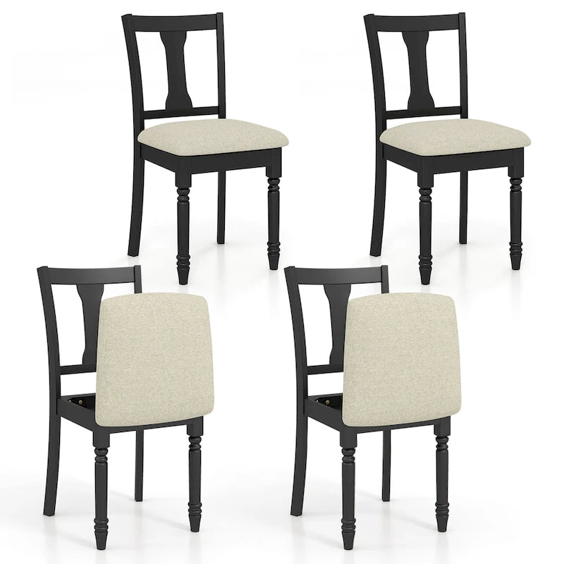 4-Piece Upholstered Dining Chair Set with Storage Seats, Wooden Frame