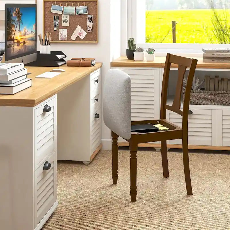 4-Piece Upholstered Dining Chair Set with Storage Seats, Wooden Frame