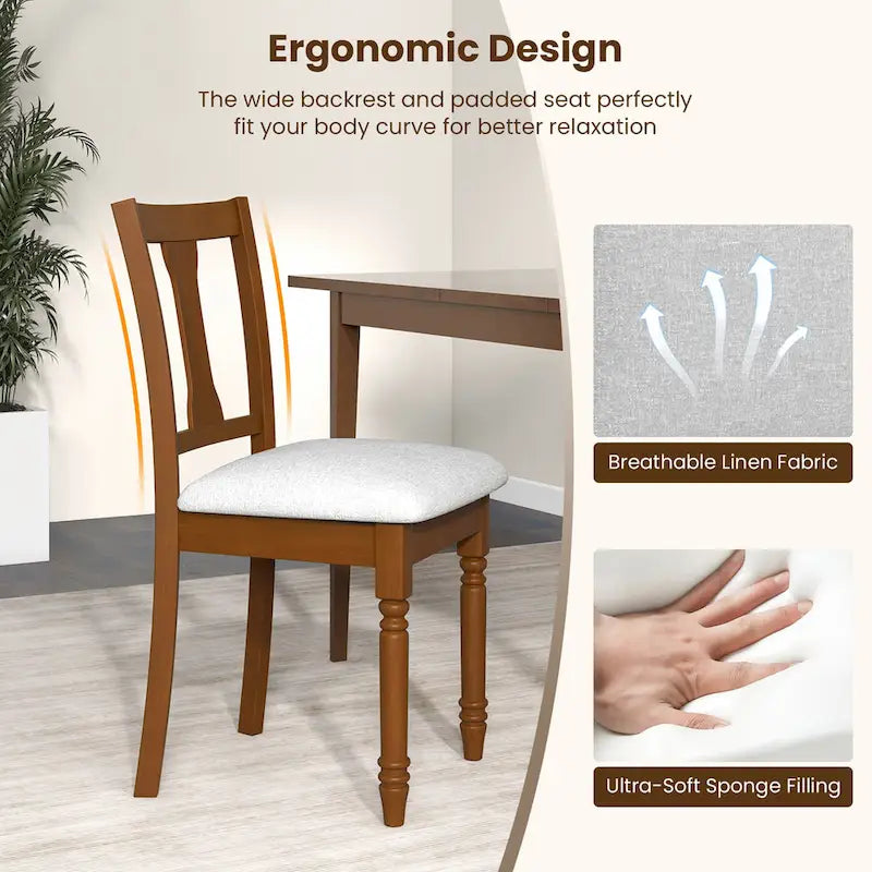 4-Piece Upholstered Dining Chair Set with Storage Seats, Wooden Frame