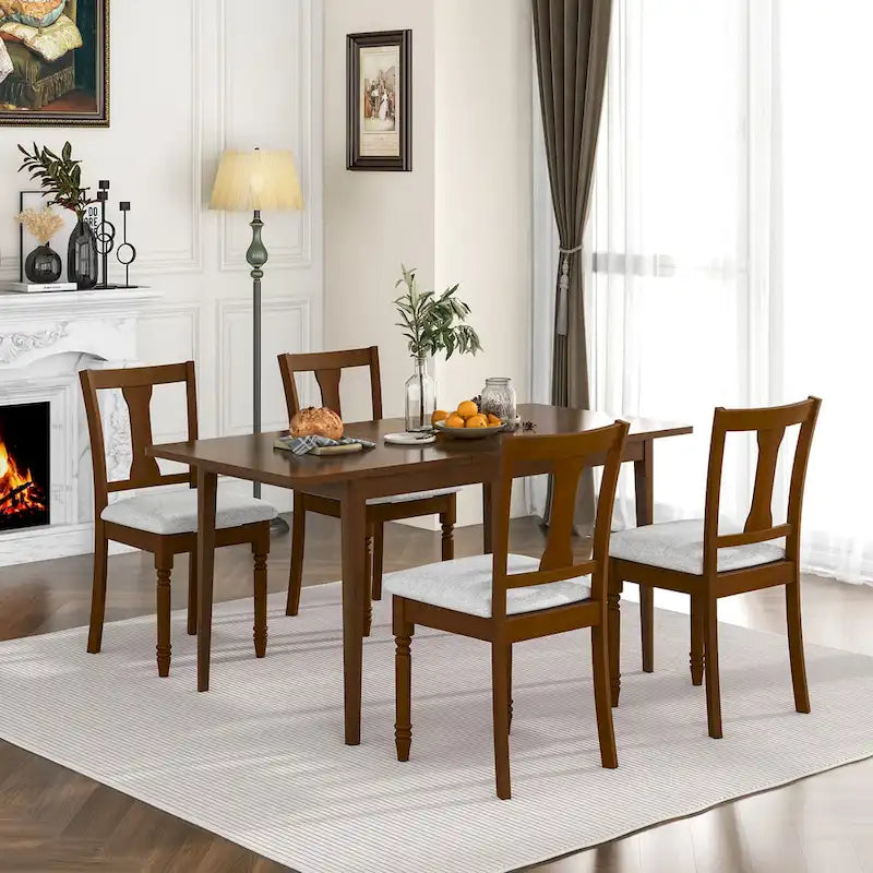 4-Piece Upholstered Dining Chair Set with Storage Seats, Wooden Frame