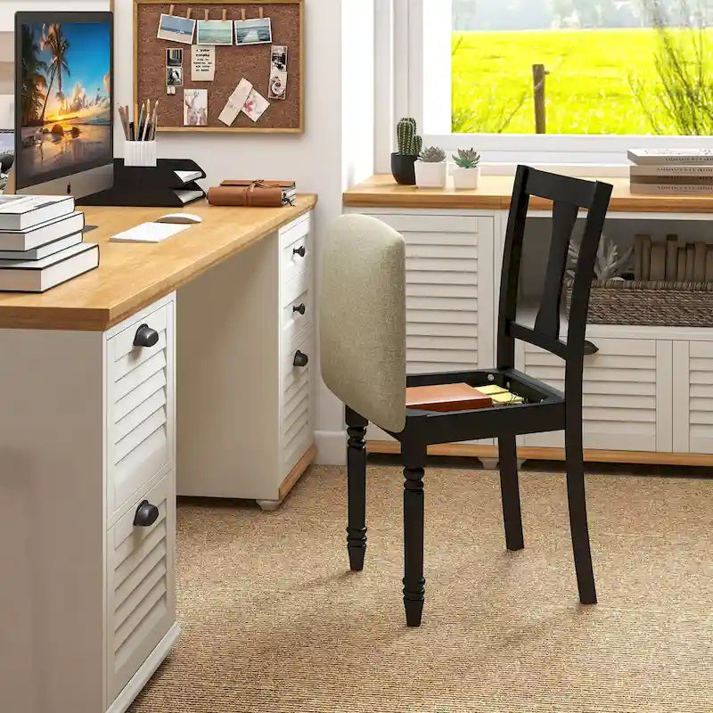 4-Piece Upholstered Dining Chair Set with Storage Seats, Wooden Frame