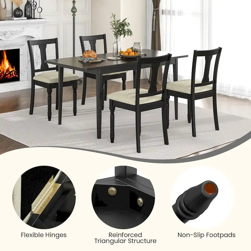 4-Piece Upholstered Dining Chair Set with Storage Seats, Wooden Frame