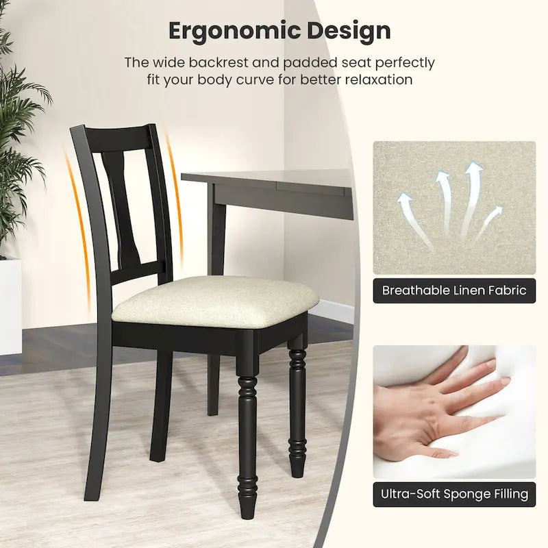 4-Piece Upholstered Dining Chair Set with Storage Seats, Wooden Frame