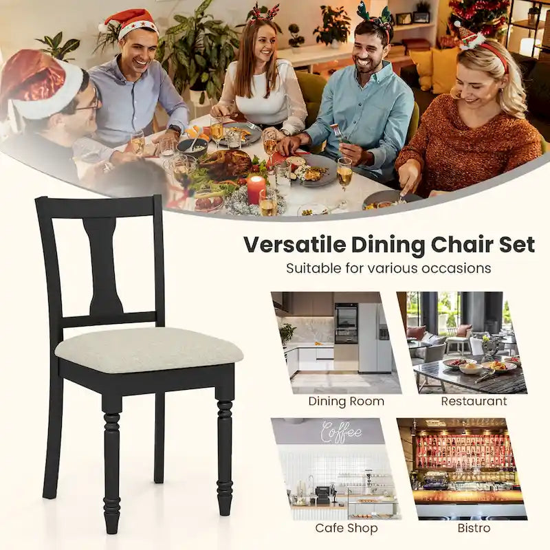 4-Piece Upholstered Dining Chair Set with Storage Seats, Wooden Frame