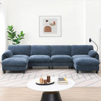 U-Shaped Sectional Sofa Indoor Chaise Lounge w/ USB & Type-C Charger
