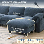 U-Shaped Sectional Sofa Indoor Chaise Lounge w/ USB & Type-C Charger