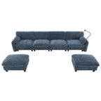 U-Shaped Sectional Sofa Indoor Chaise Lounge w/ USB & Type-C Charger