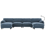 U-Shaped Sectional Sofa Indoor Chaise Lounge w/ USB & Type-C Charger