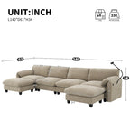U-Shaped Sectional Sofa Indoor Chaise Lounge w/ USB & Type-C Charger