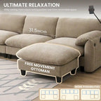 U-Shaped Sectional Sofa Indoor Chaise Lounge w/ USB & Type-C Charger