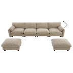 U-Shaped Sectional Sofa Indoor Chaise Lounge w/ USB & Type-C Charger