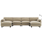 U-Shaped Sectional Sofa Indoor Chaise Lounge w/ USB & Type-C Charger