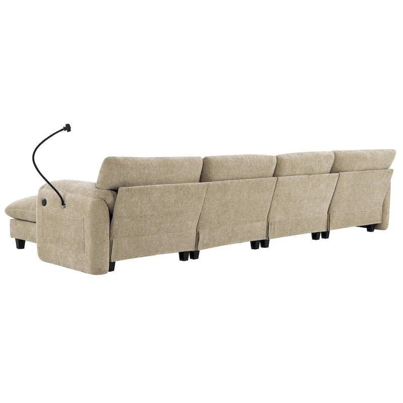 U-Shaped Sectional Sofa Indoor Chaise Lounge w/ USB & Type-C Charger