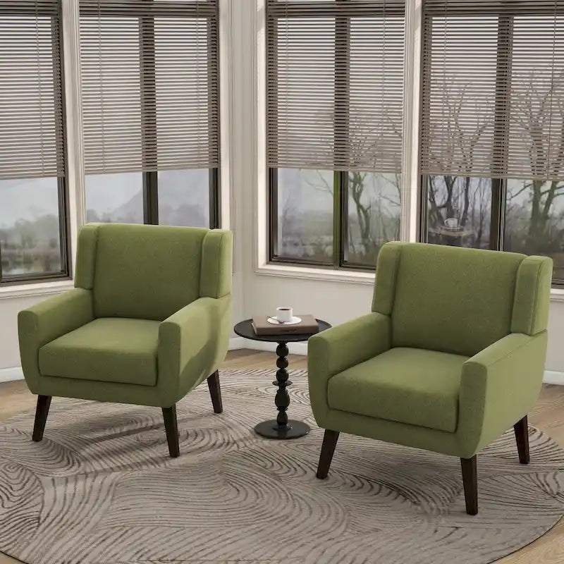 Wingback Accent Chair Set of 2 - Polyester Upholstered