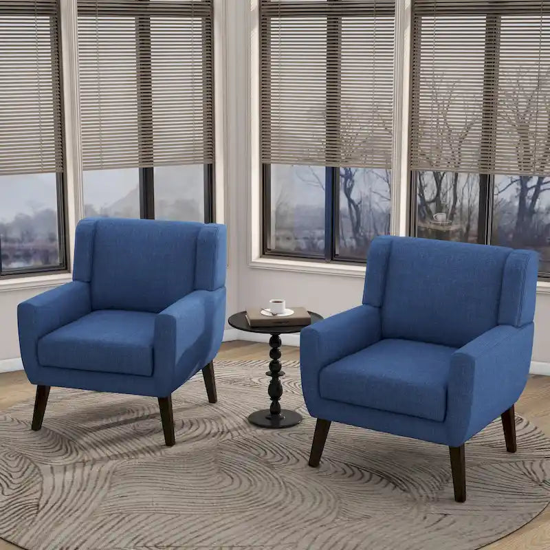 Wingback Accent Chair Set of 2 - Polyester Upholstered