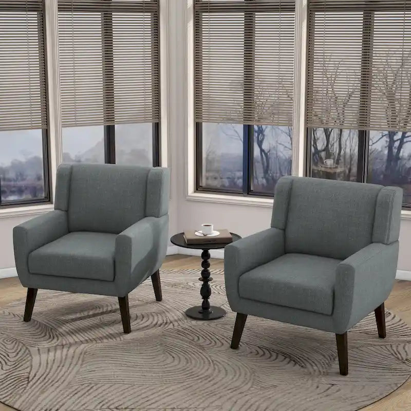 Wingback Accent Chair Set of 2 - Polyester Upholstered