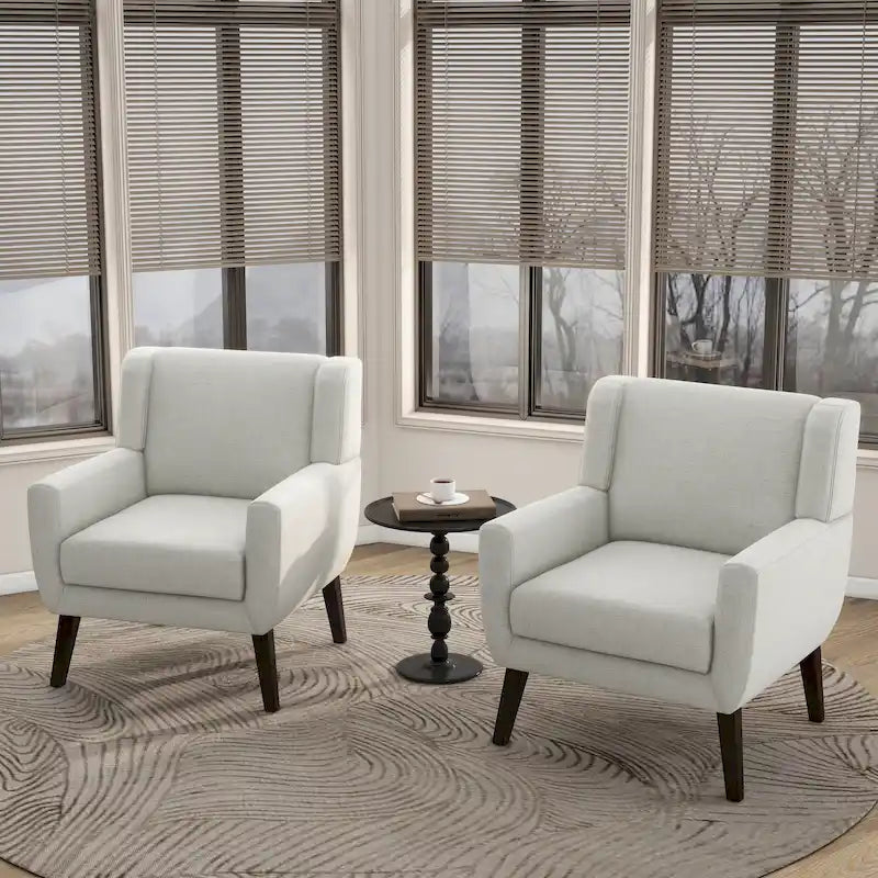 Wingback Accent Chair Set of 2 - Polyester Upholstered