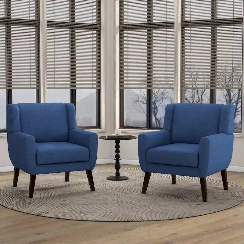 Wingback Accent Chair Set of 2 - Polyester Upholstered