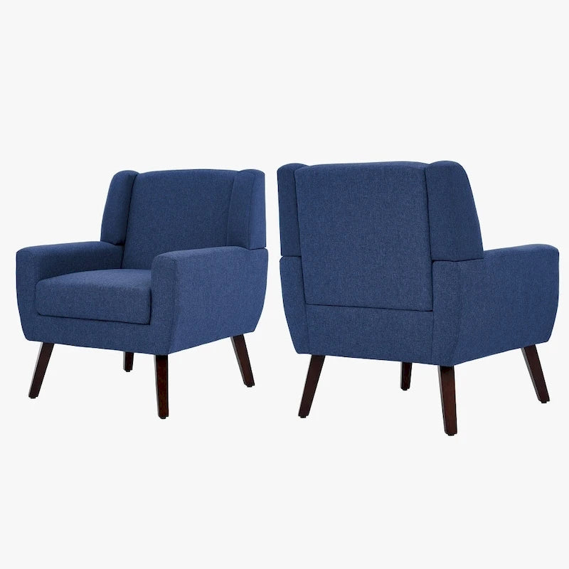 Wingback Accent Chair Set of 2 - Polyester Upholstered