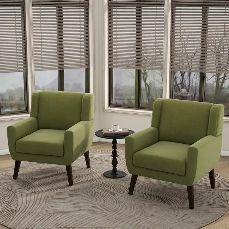 Wingback Accent Chair Set of 2 - Polyester Upholstered