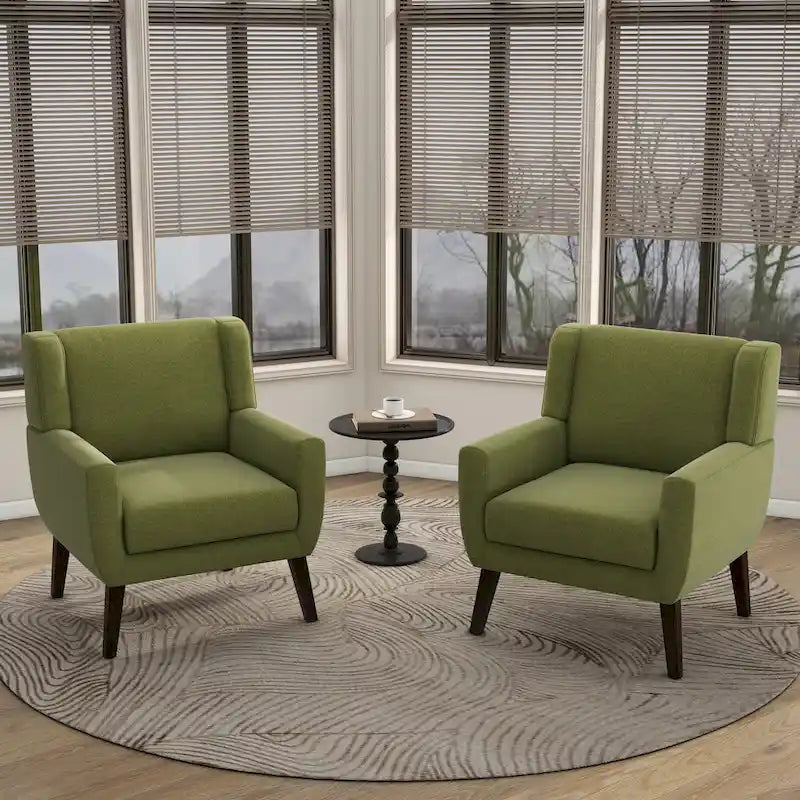 Wingback Accent Chair Set of 2 - Polyester Upholstered