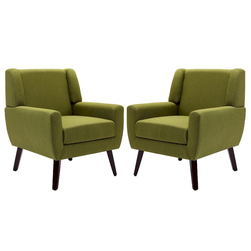 Wingback Accent Chair Set of 2 - Polyester Upholstered